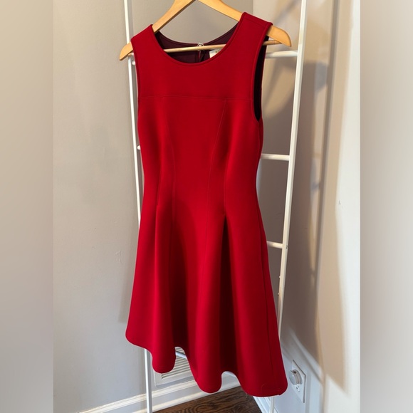 Anthropologie Maeve Vibrant Red Fit and Flair Dress - Picture 4 of 8